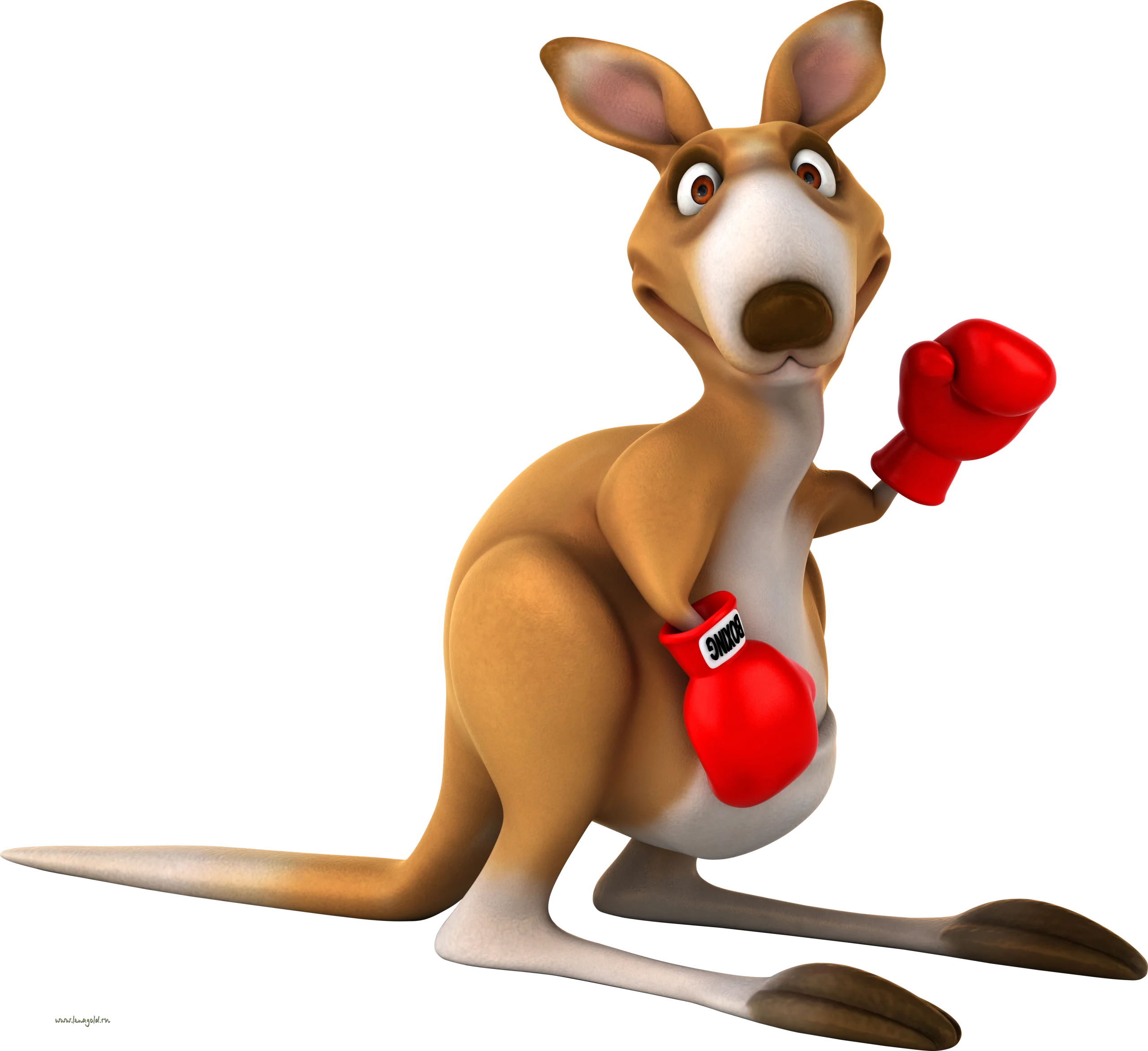 Playful Kangaroo Boxer Wearing Red Gloves - Humorous Cartoon Clipart