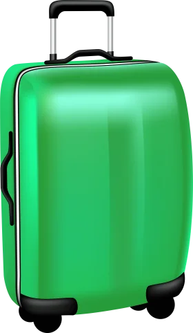 Sleek Emerald Green Rolling Luggage Clipart for Travel Enthusiasts