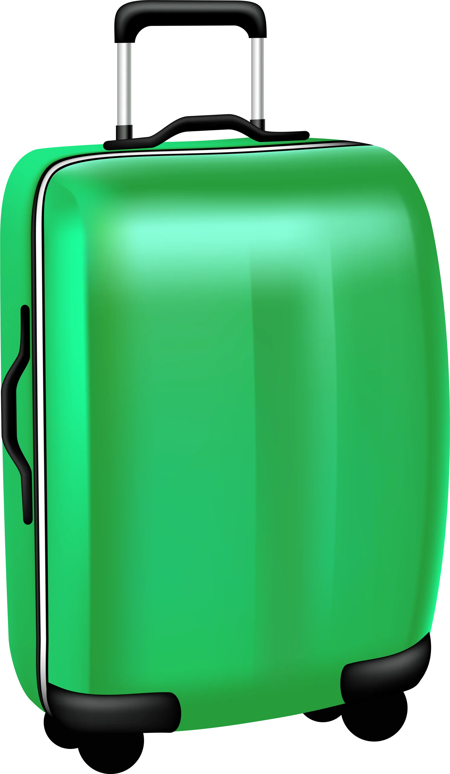 Sleek Emerald Green Rolling Luggage Clipart for Travel Enthusiasts