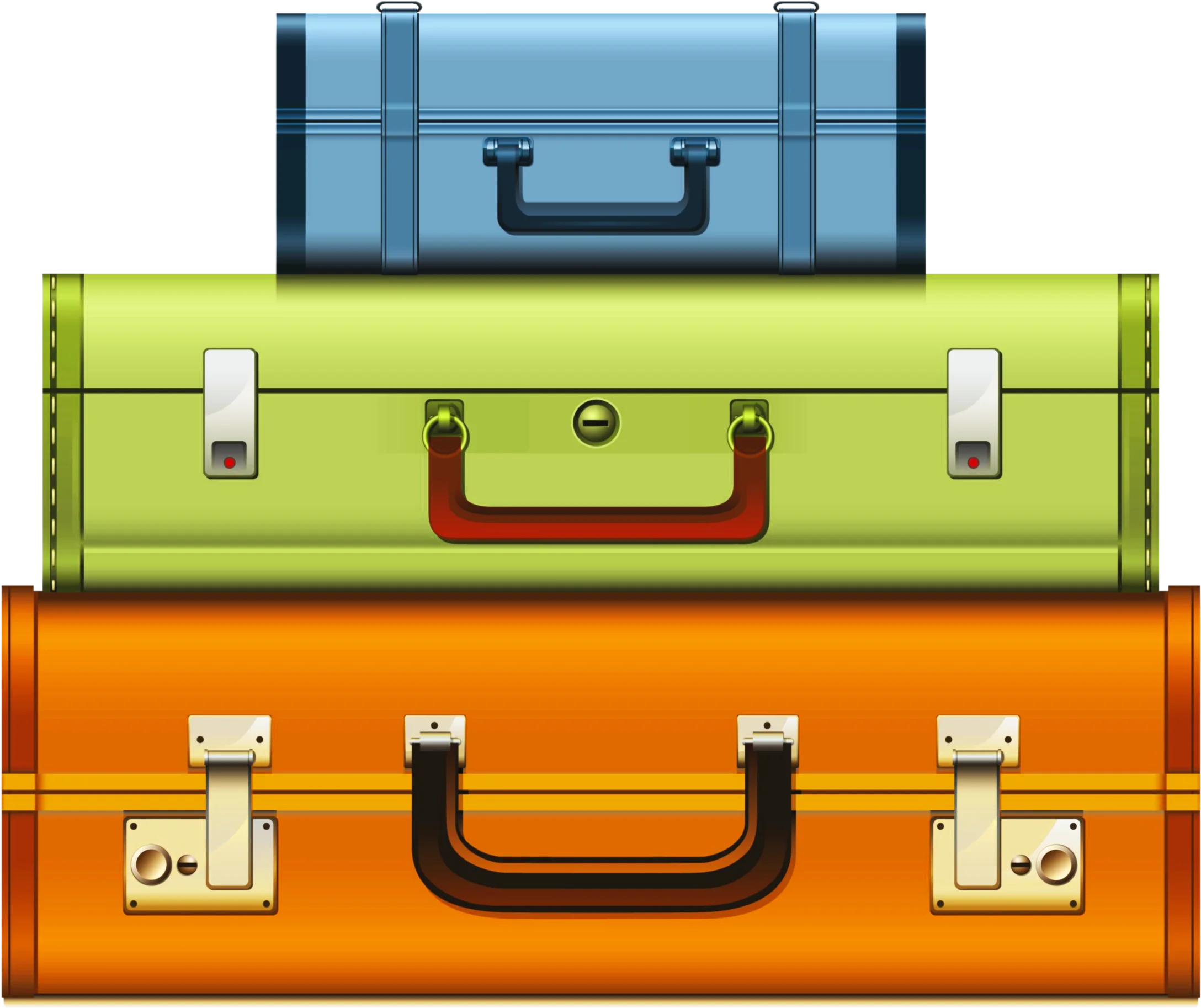 Stacked Vintage Travel Suitcases Clipart Illustration with Bold Color Scheme