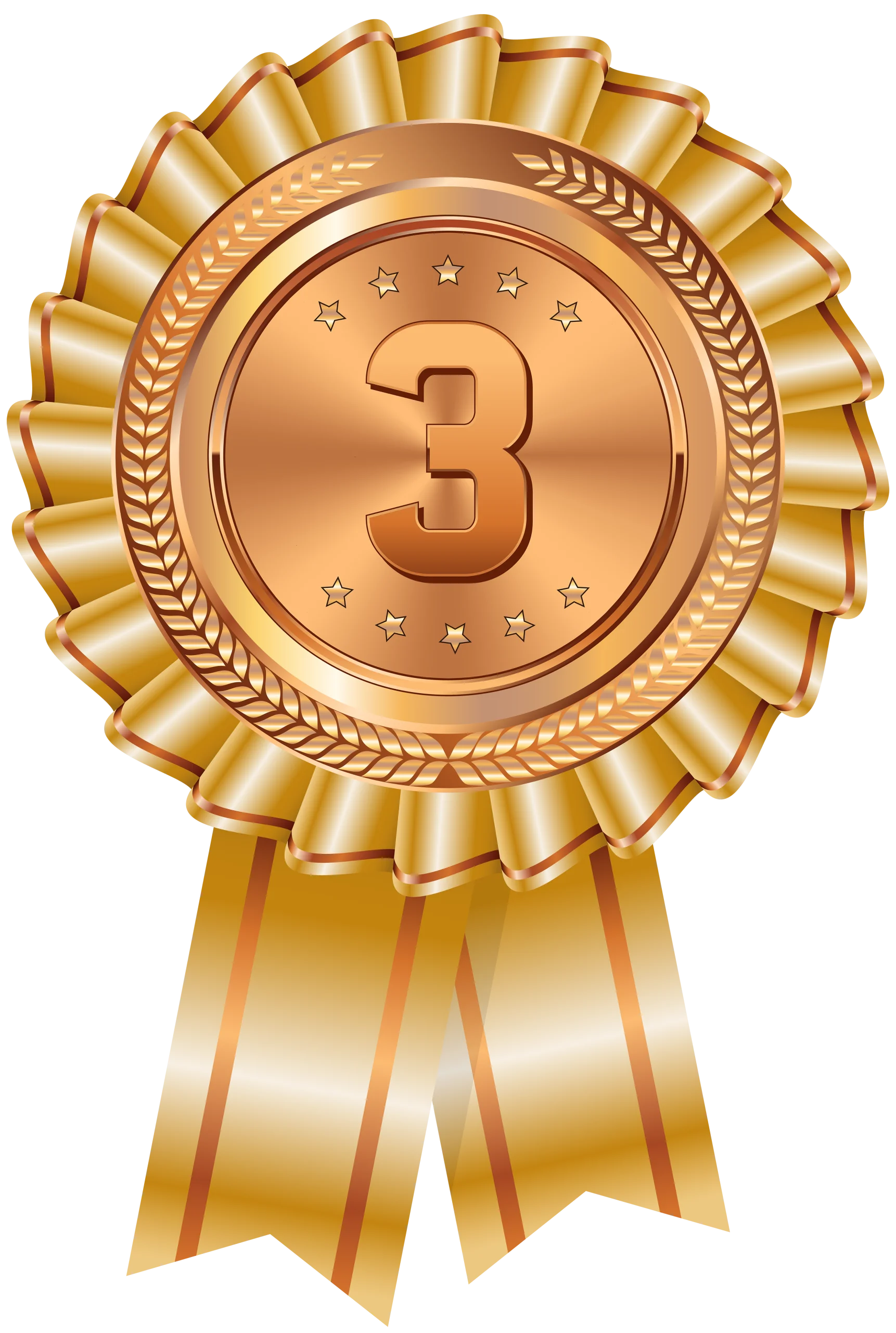 Third Place Bronze Award Ribbon Clipart with Elegant Rosette Design