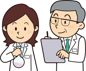 Two Professional Scientists Collaborating in Laboratory Clipart Illustration