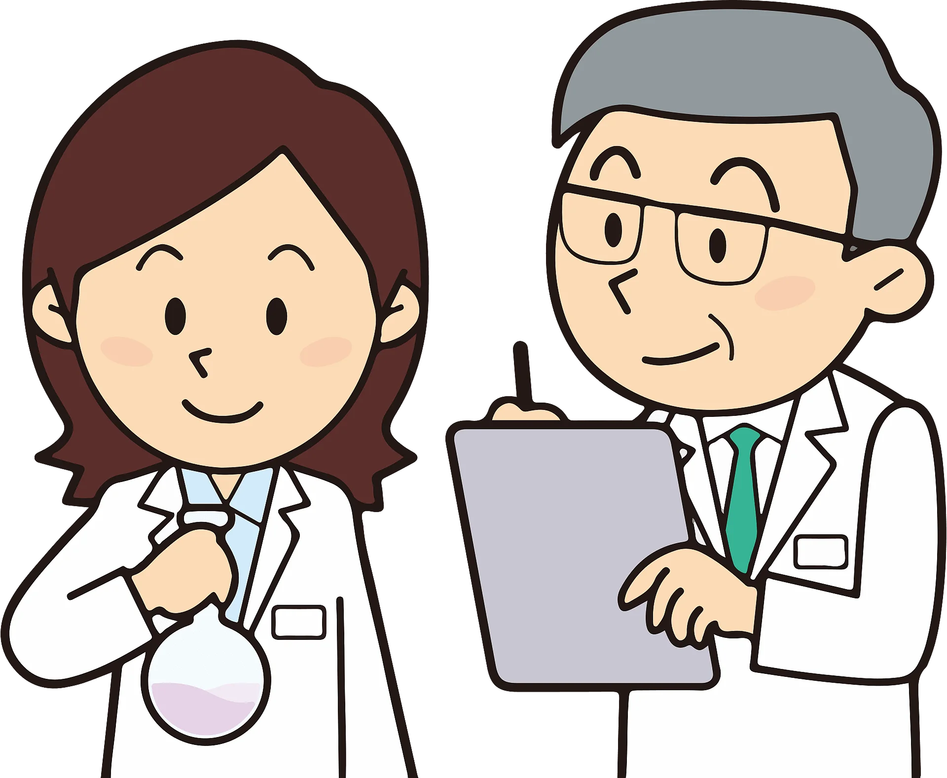 Two Professional Scientists Collaborating in Laboratory Clipart Illustration