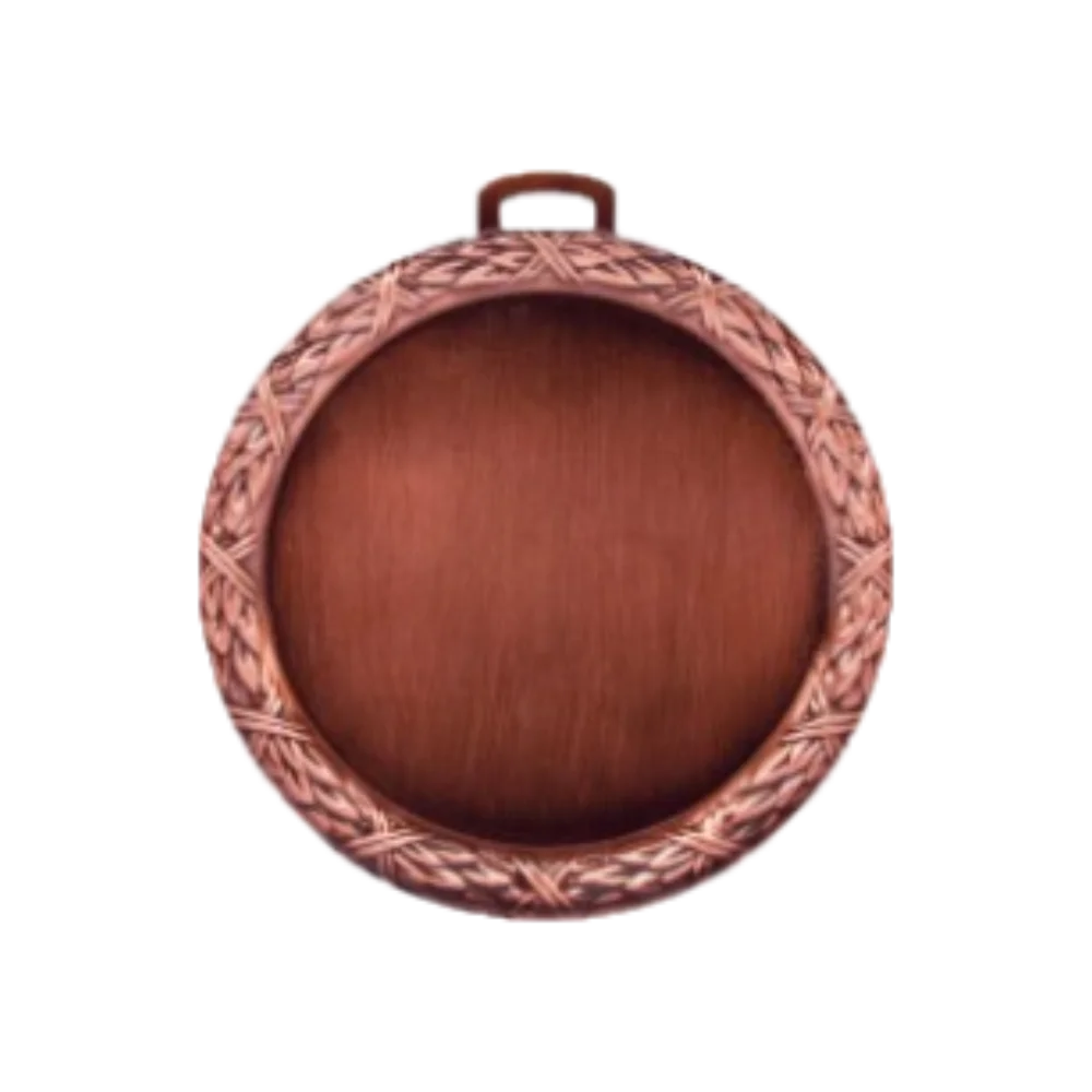 Vintage Bronze Circular Medal Clipart with Textured Laurel Wreath Border