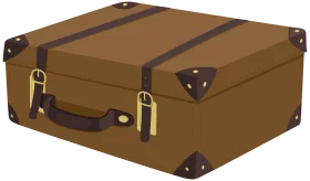Vintage Brown Leather Travel Suitcase Clipart with Antique Brass Buckles