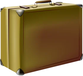 Vintage Golden Travel Companion Suitcase Clipart with Classic Metallic Corners