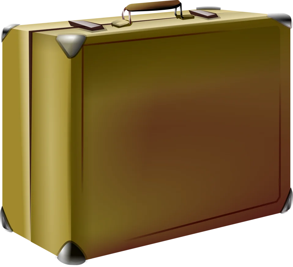 Vintage Golden Travel Companion Suitcase Clipart with Classic Metallic Corners