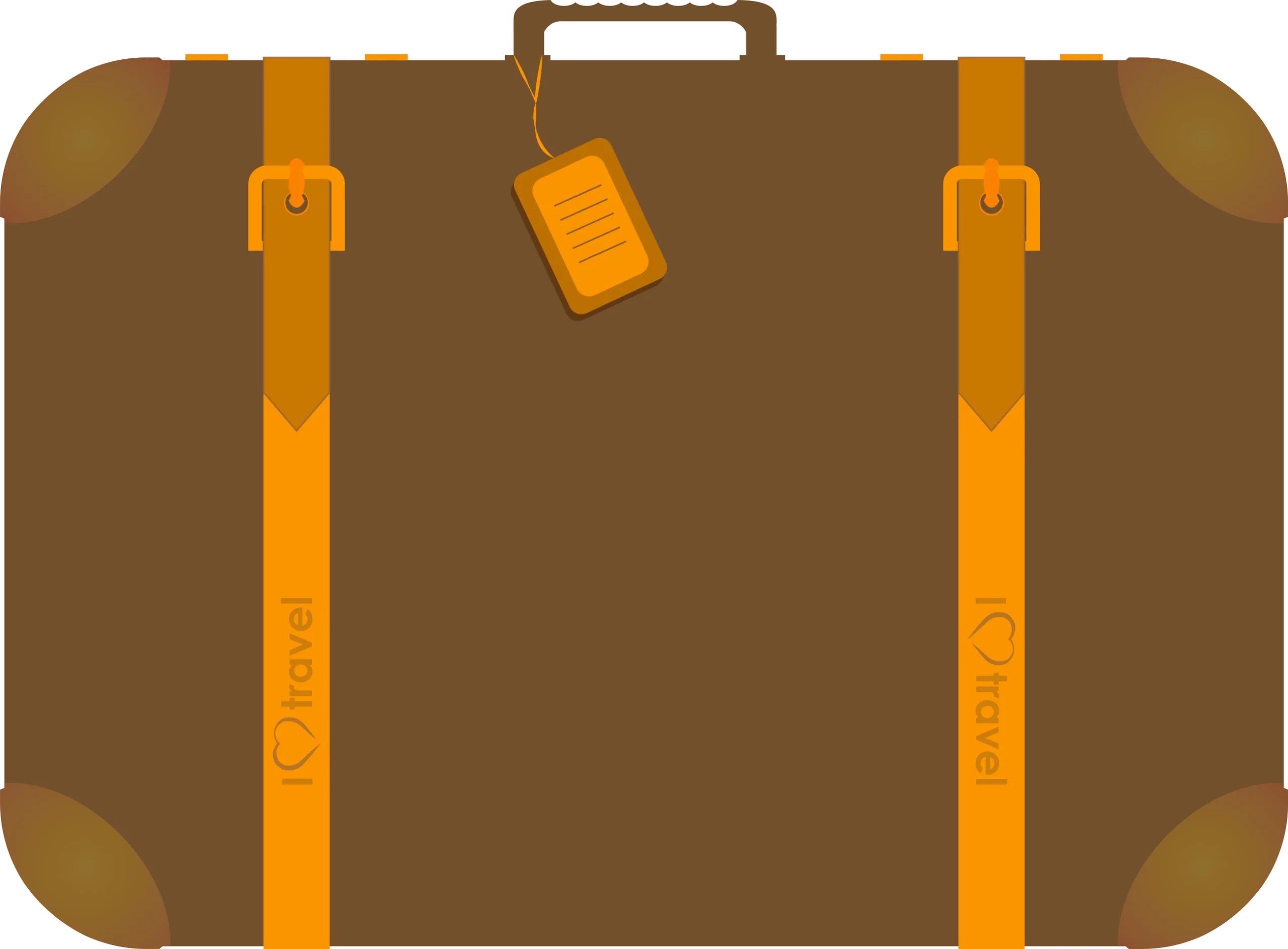 Vintage-Inspired Retro Brown Travel Suitcase Clipart with Golden Straps