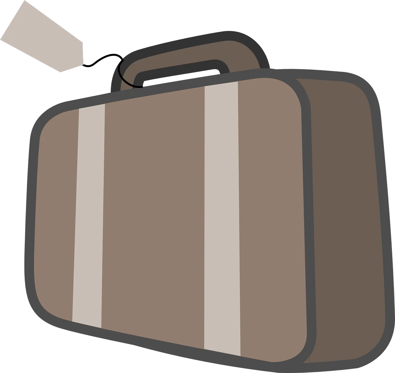 Vintage-Inspired Striped Travel Suitcase Minimalist Clipart Design