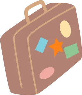 Vintage-Inspired Travel Suitcase Clipart with Colorful Journey Stickers