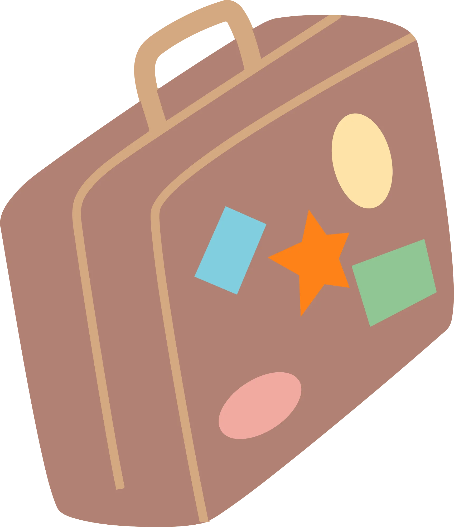 Vintage-Inspired Travel Suitcase Clipart with Colorful Journey Stickers