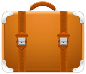 Vintage Orange Leather Briefcase Clipart with Classic Travel Aesthetic
