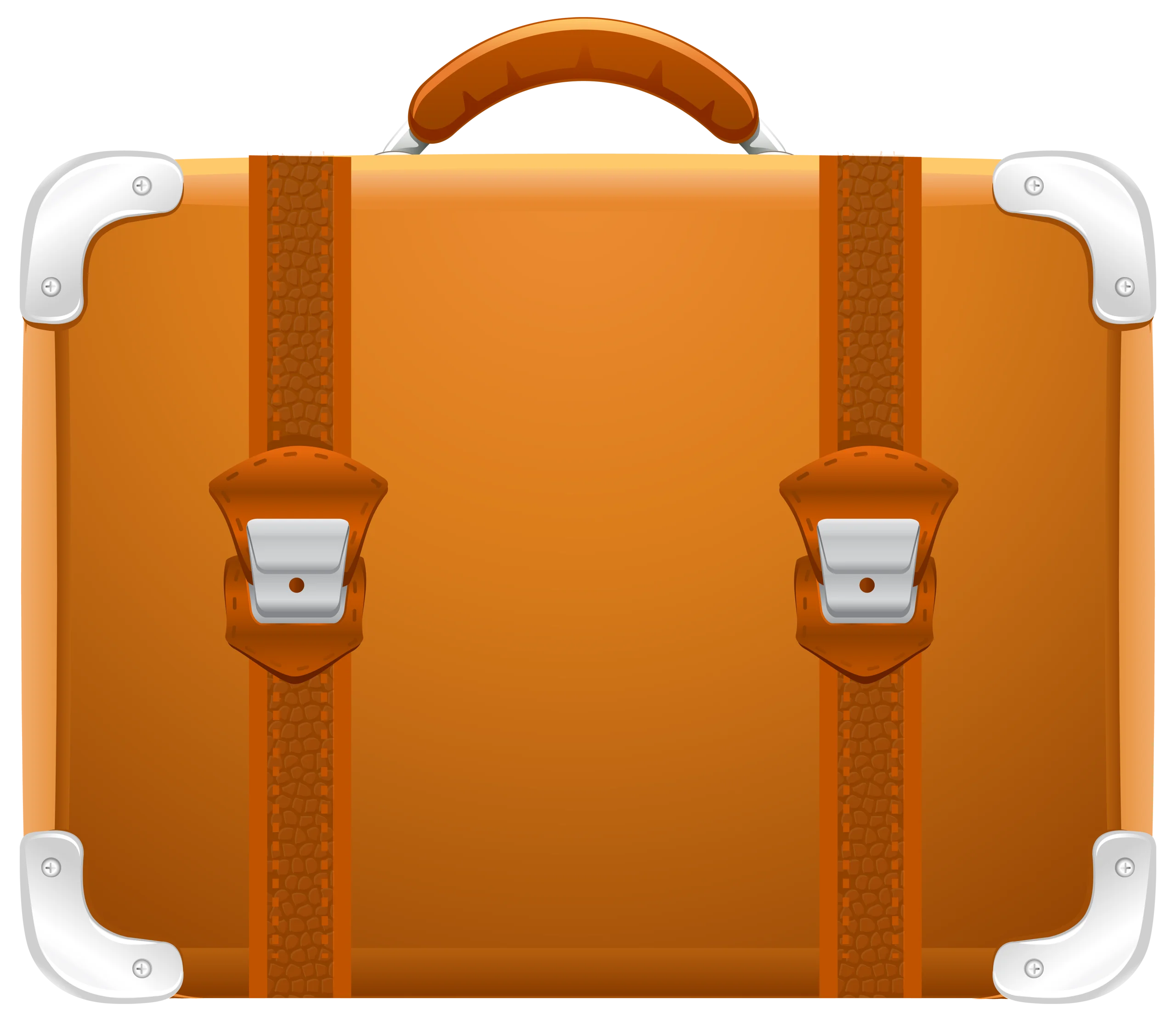 Vintage Orange Leather Briefcase Clipart with Classic Travel Aesthetic