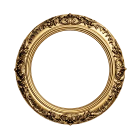 Vintage Ornate Golden Circular Baroque Style Picture Frame Clipart Design