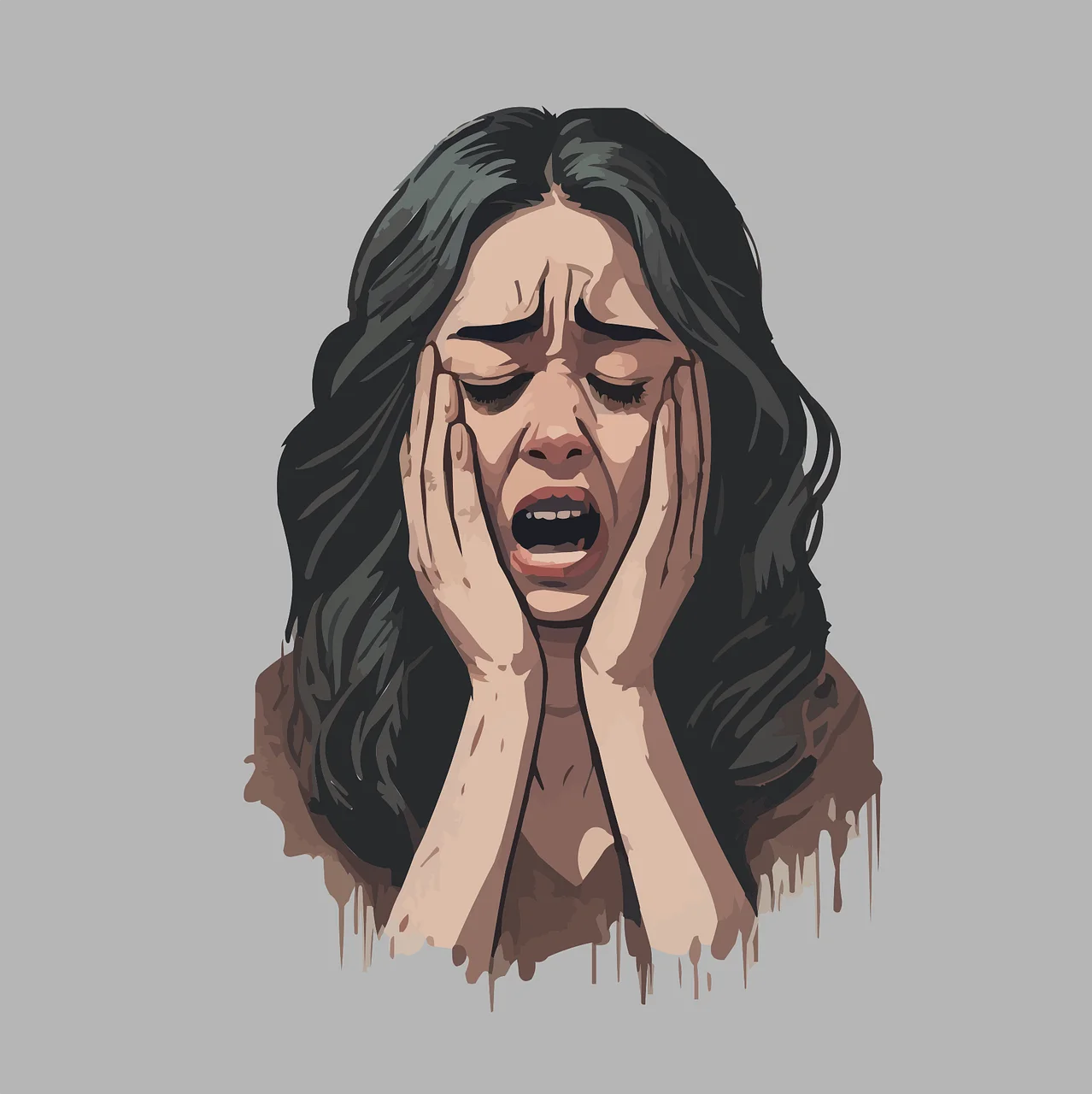 Anguish Unveiled: A Powerful Emotional Clipart Portraying Overwhelming Despair