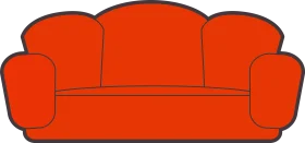 Bold Crimson Living Room Furniture Clipart Illustration with Soft Curves