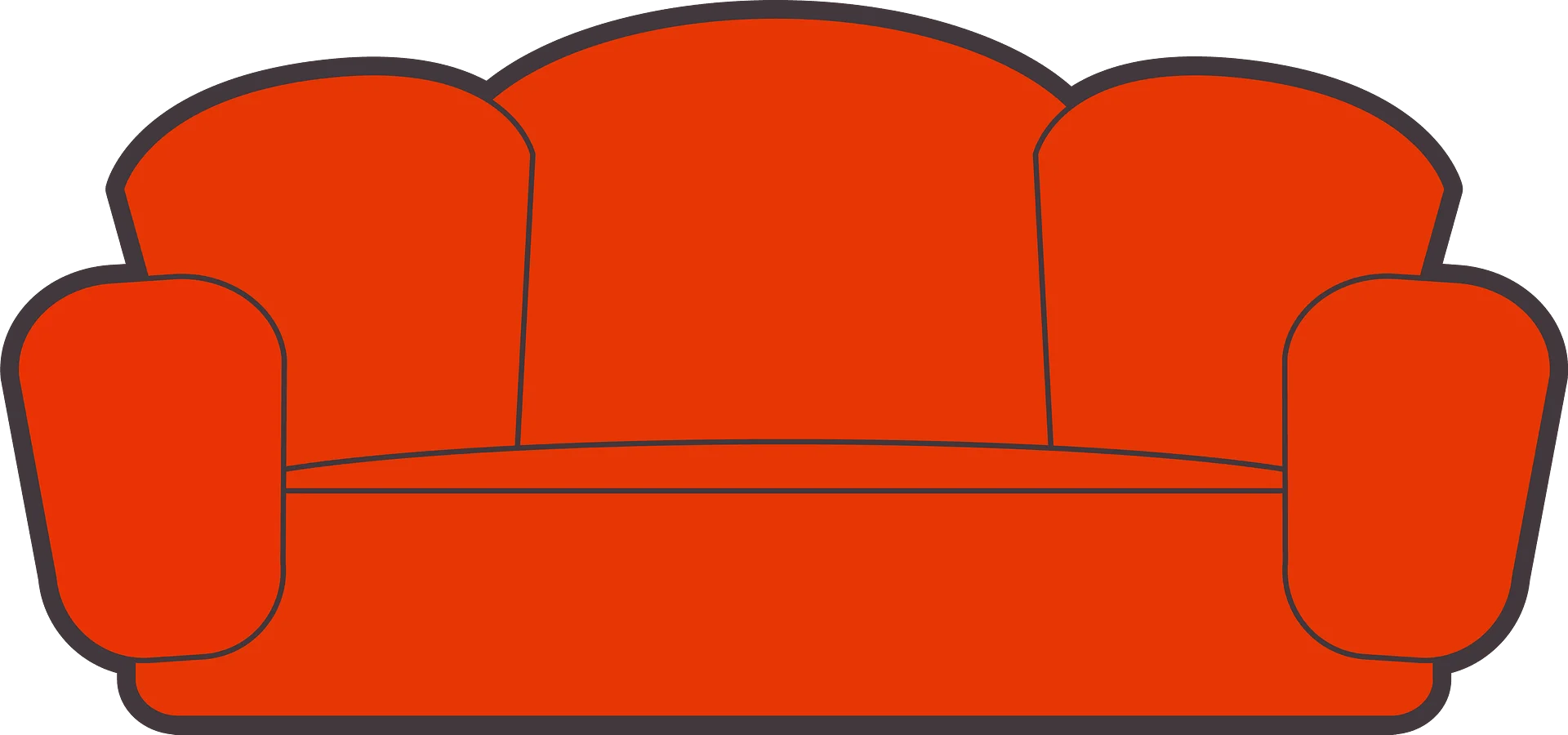 Bold Crimson Living Room Furniture Clipart Illustration with Soft Curves