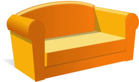 Bright Orange Living Room Sofa Clipart Design with Minimalist Style