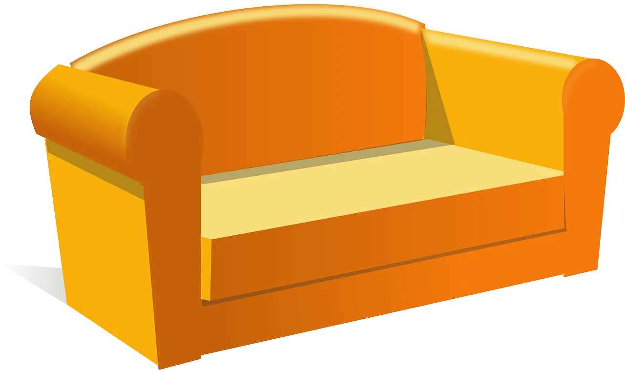 Bright Orange Living Room Sofa Clipart Design with Minimalist Style