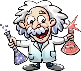 Cheerful Mad Scientist Clipart: Eccentric Researcher with Laboratory Experiments