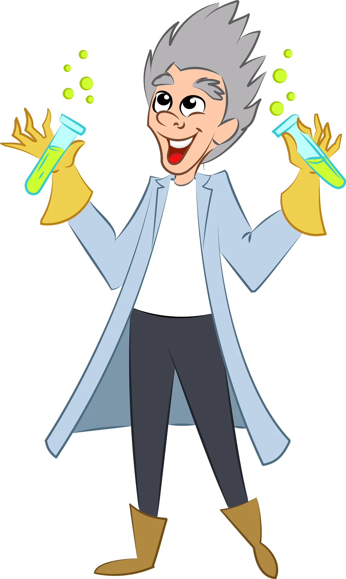 Cheerful Mad Scientist Clipart Illustration with Colorful Laboratory Experiments