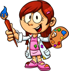 Cheerful Young Artist with Paintbrush and Palette Cartoon Clipart Adventure
