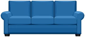 Classic Blue Three-Seater Sofa Clipart with Clean Modern Design Lines