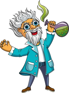 Eccentric Mad Scientist Clipart: Whimsical Laboratory Character with Magical Potion