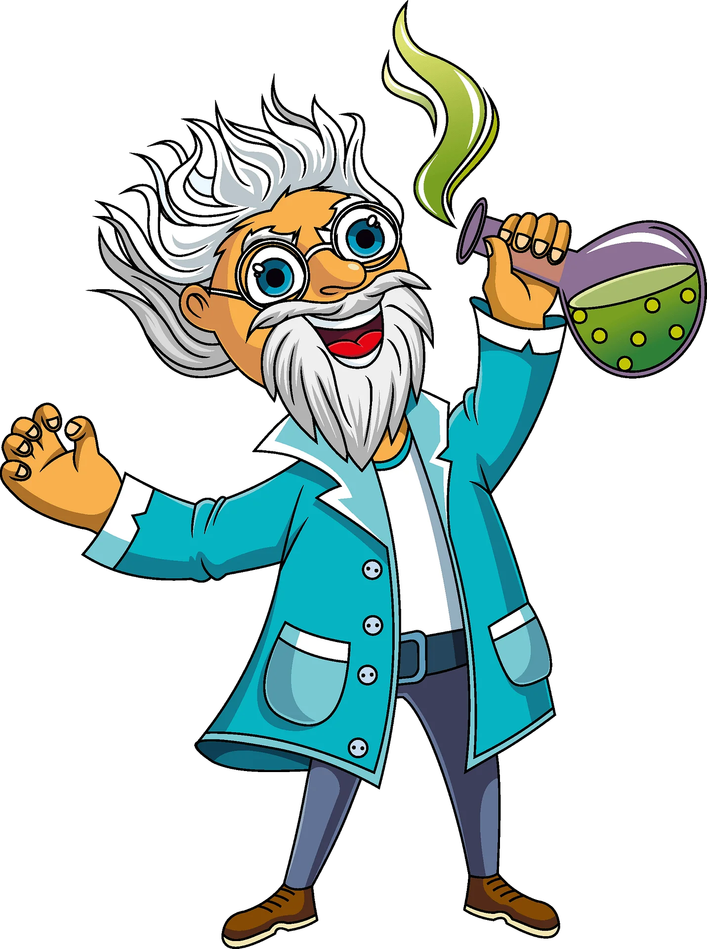 Eccentric Mad Scientist Clipart: Whimsical Laboratory Character with Magical Potion