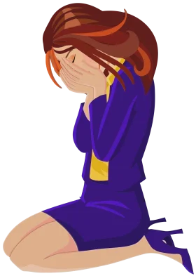Emotional Distress Clipart: Silhouette of Sorrow in Deep Purple and Warm Tones
