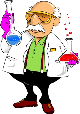 Enthusiastic Elderly Scientist Conducting Experimental Research Clipart