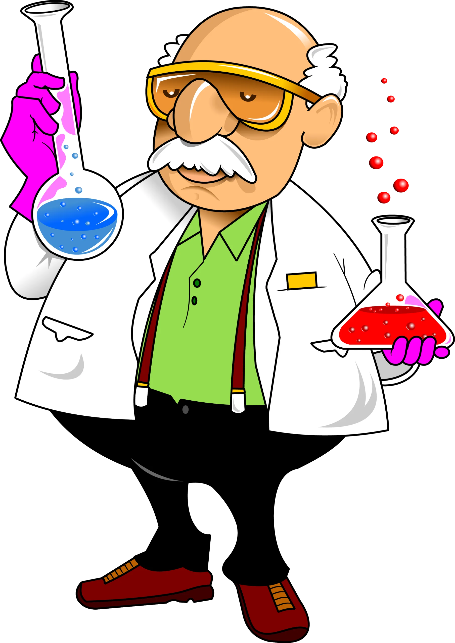 Enthusiastic Elderly Scientist Conducting Experimental Research Clipart