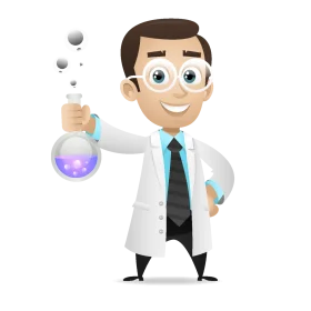Friendly Laboratory Scientist Clipart with Colorful Chemical Flask Illustration