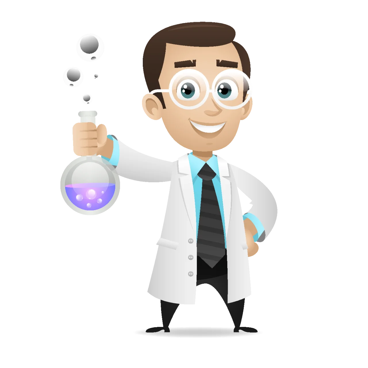 Friendly Laboratory Scientist Clipart with Colorful Chemical Flask Illustration