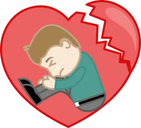 Heartbroken Digital Emotion Clipart: Sorrow and Isolation in Minimalist Design