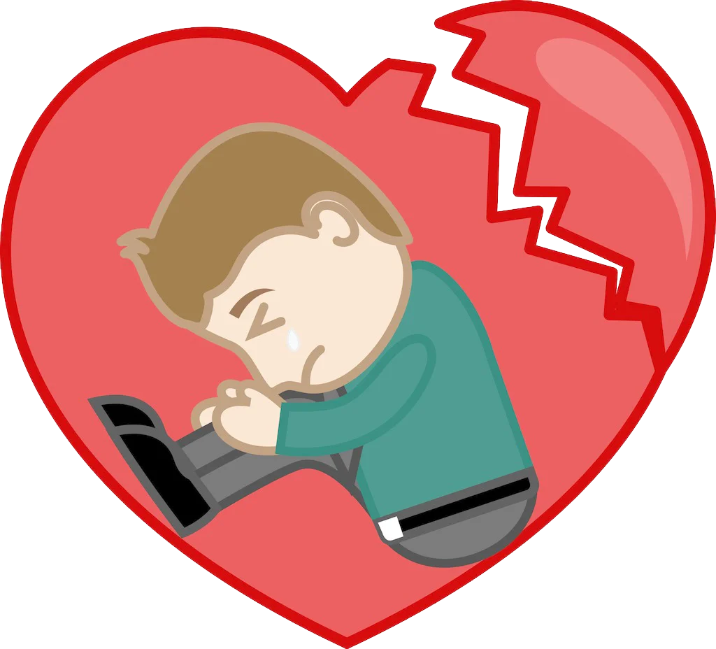Heartbroken Digital Emotion Clipart: Sorrow and Isolation in Minimalist Design