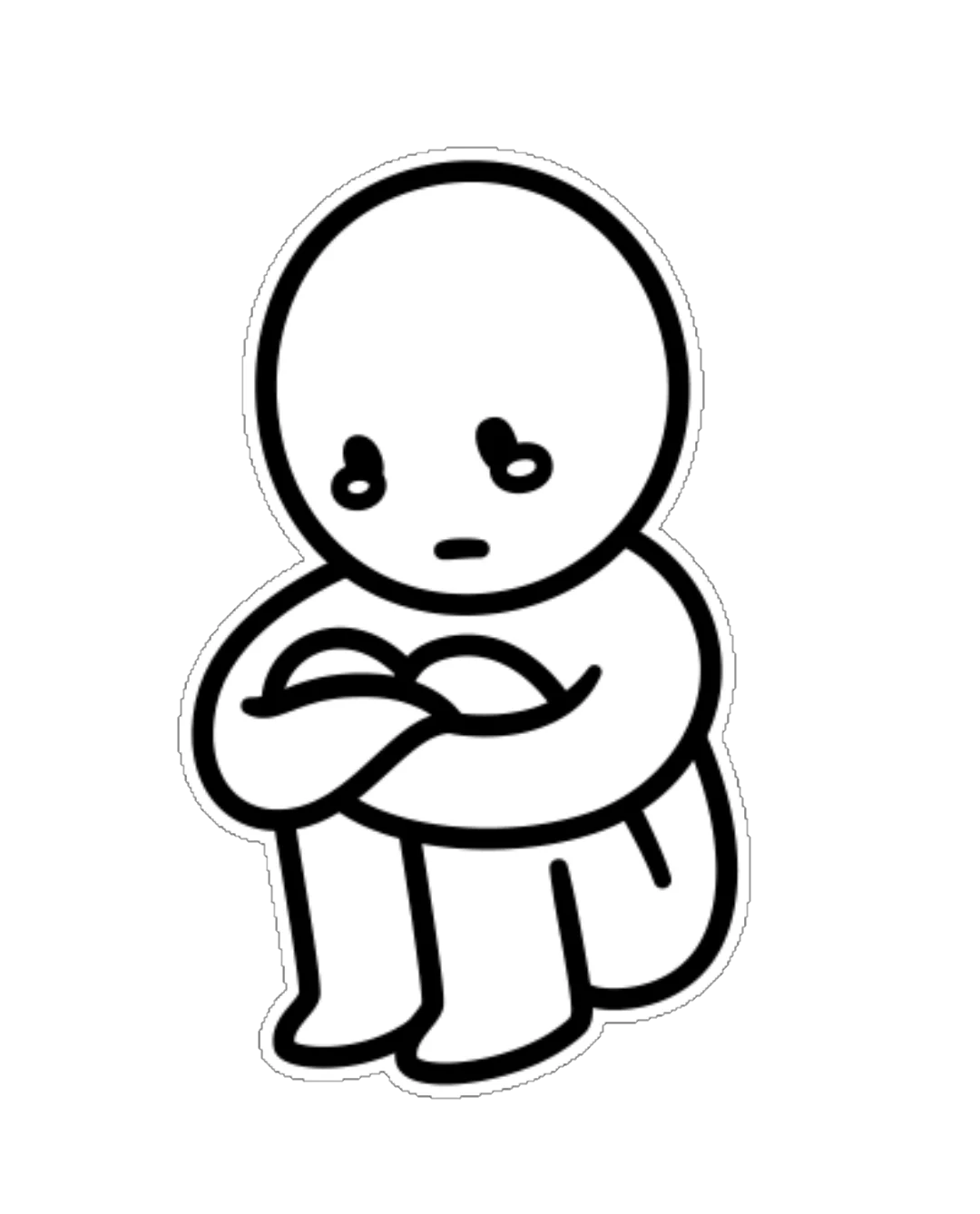 Lonely Stick Figure Clipart Expressing Emotional Vulnerability and Isolation