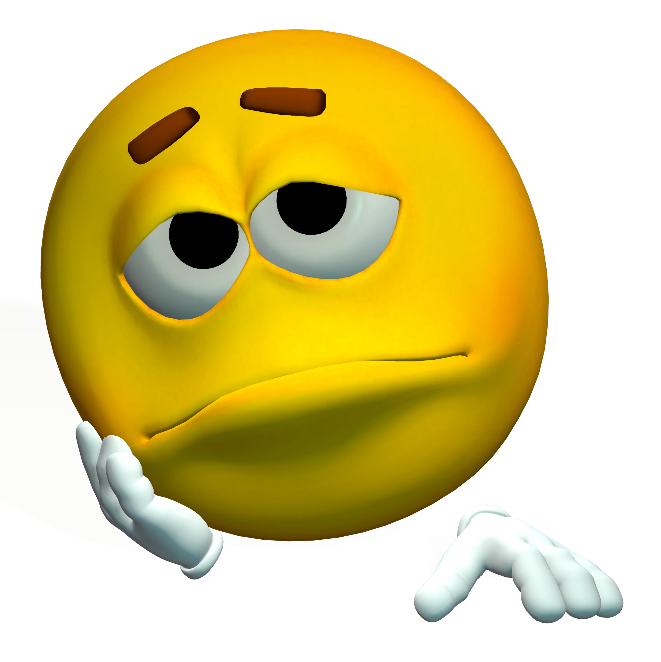 Melancholic 3D Emoji Clipart: Expressive Yellow Sphere of Emotional Dejection