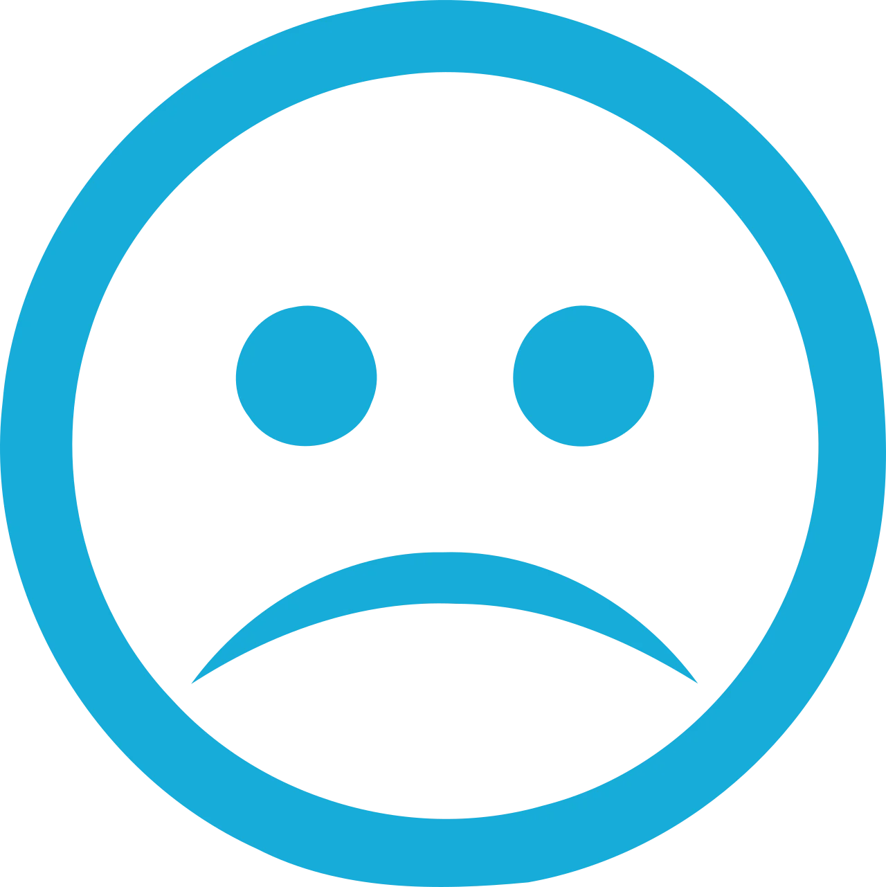Melancholic Blue Circular Sad Face Clipart Expressing Emotional Distress