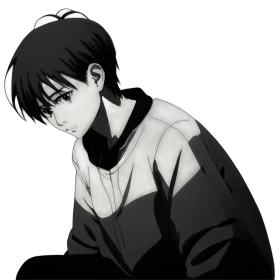 Melancholic Monochrome Anime Clipart: Solitude in Shades of Gray