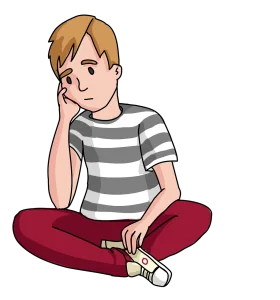 Melancholic Young Person Sitting Cross-Legged Expressing Emotional Clipart Illustration