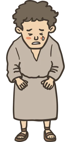 Melancholy Moment: A Deeply Emotional Cartoon Clipart of Sorrow and Vulnerability
