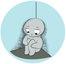 Melancholy Moment: A Poignant Emotional Clipart Illustration of Solitude