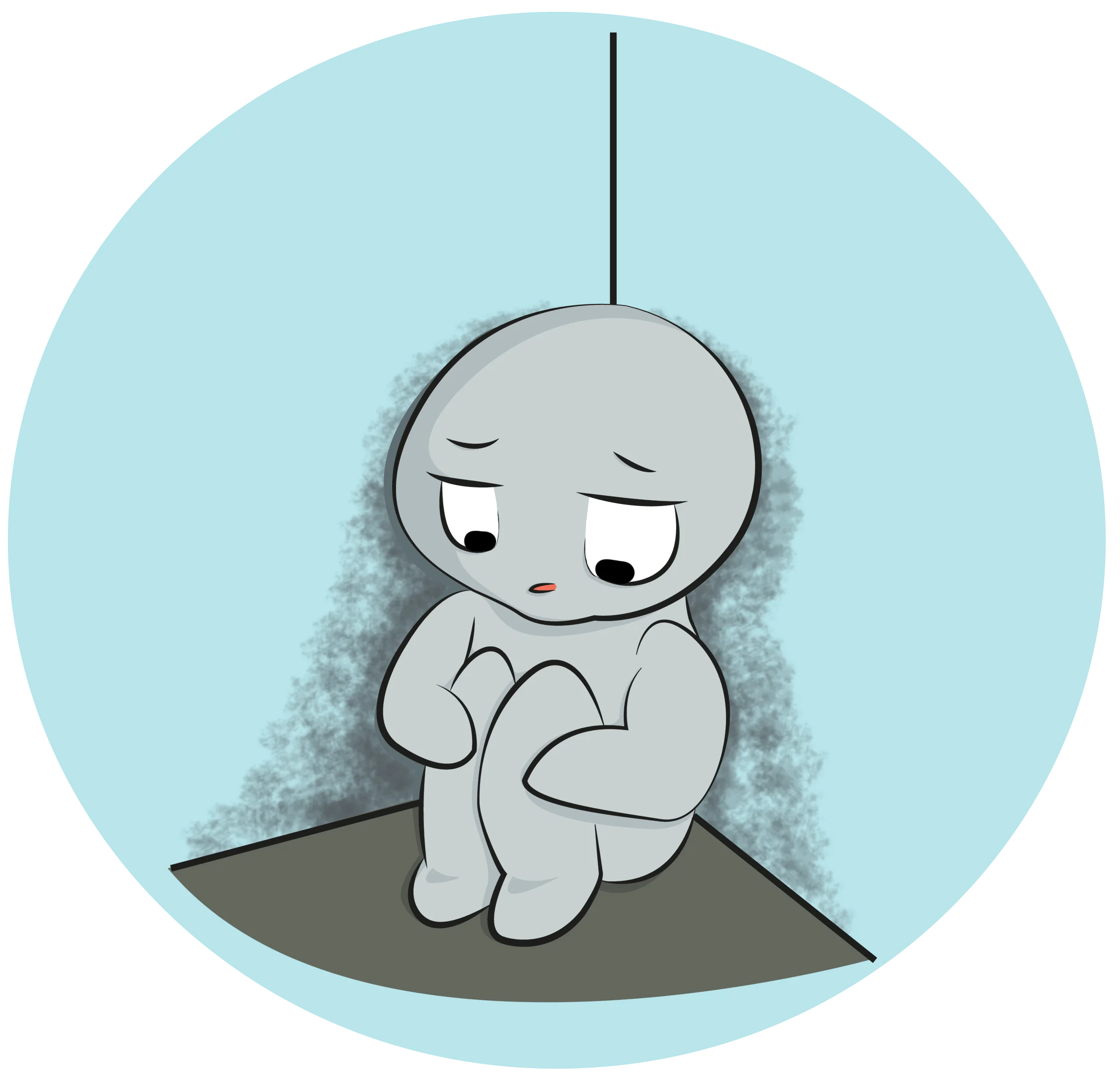 Melancholy Moment: A Poignant Emotional Clipart Illustration of Solitude