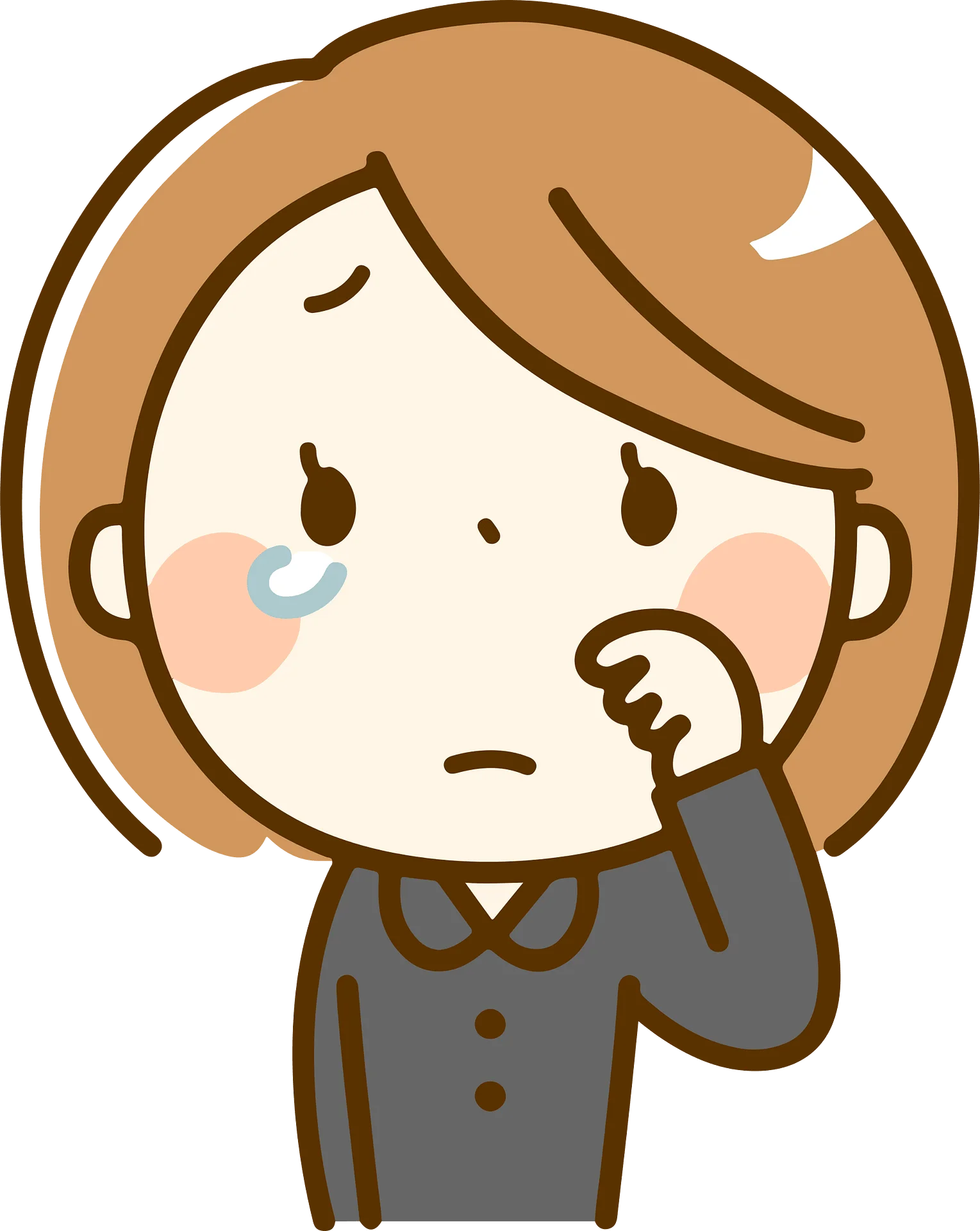 Melancholy Moments: Cartoon Clipart Illustration of Emotional Tearful Expression