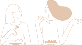 Minimalist Dining Scene Clipart Showcasing Two Figures Enjoying a Shared Meal