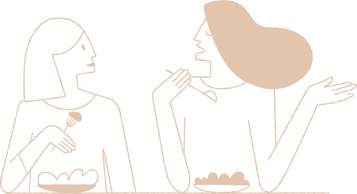 Minimalist Dining Scene Clipart Showcasing Two Figures Enjoying a Shared Meal