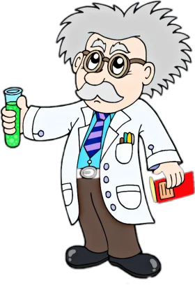 Quirky Cartoon Scientist Clipart: A Playful Laboratory Professional in Action