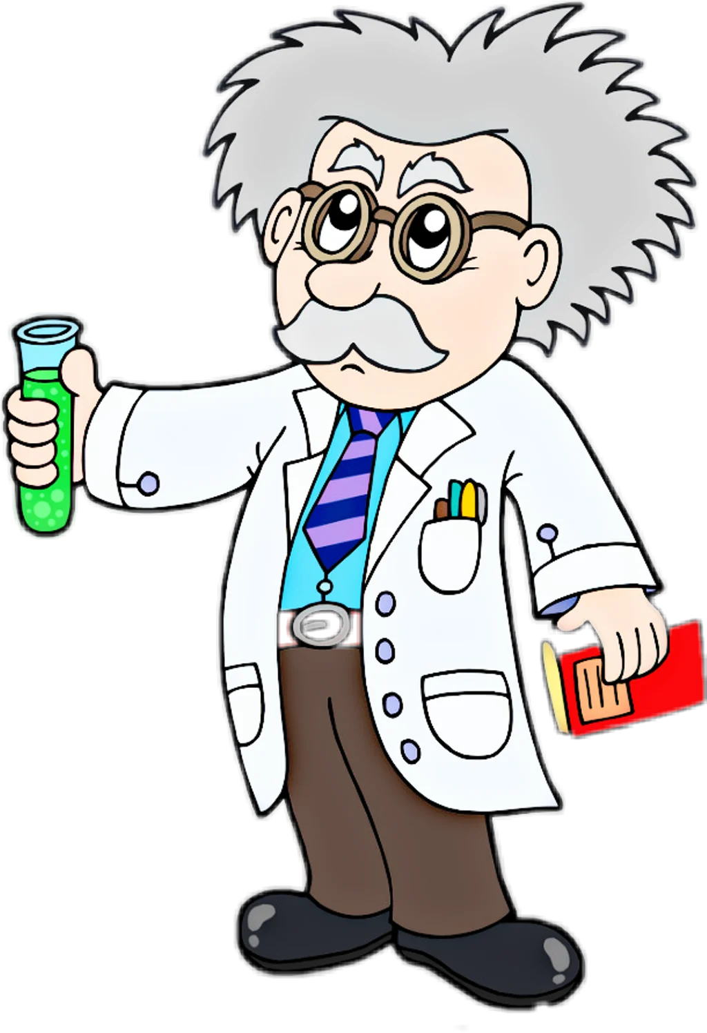 Quirky Cartoon Scientist Clipart: A Playful Laboratory Professional in Action