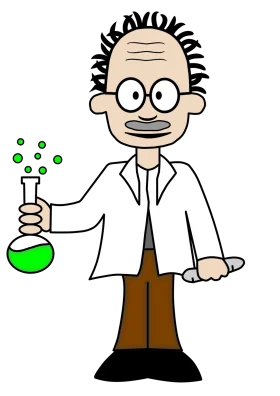 Quirky Cartoon Scientist Clipart: Laboratory Professional with Experimental Flask